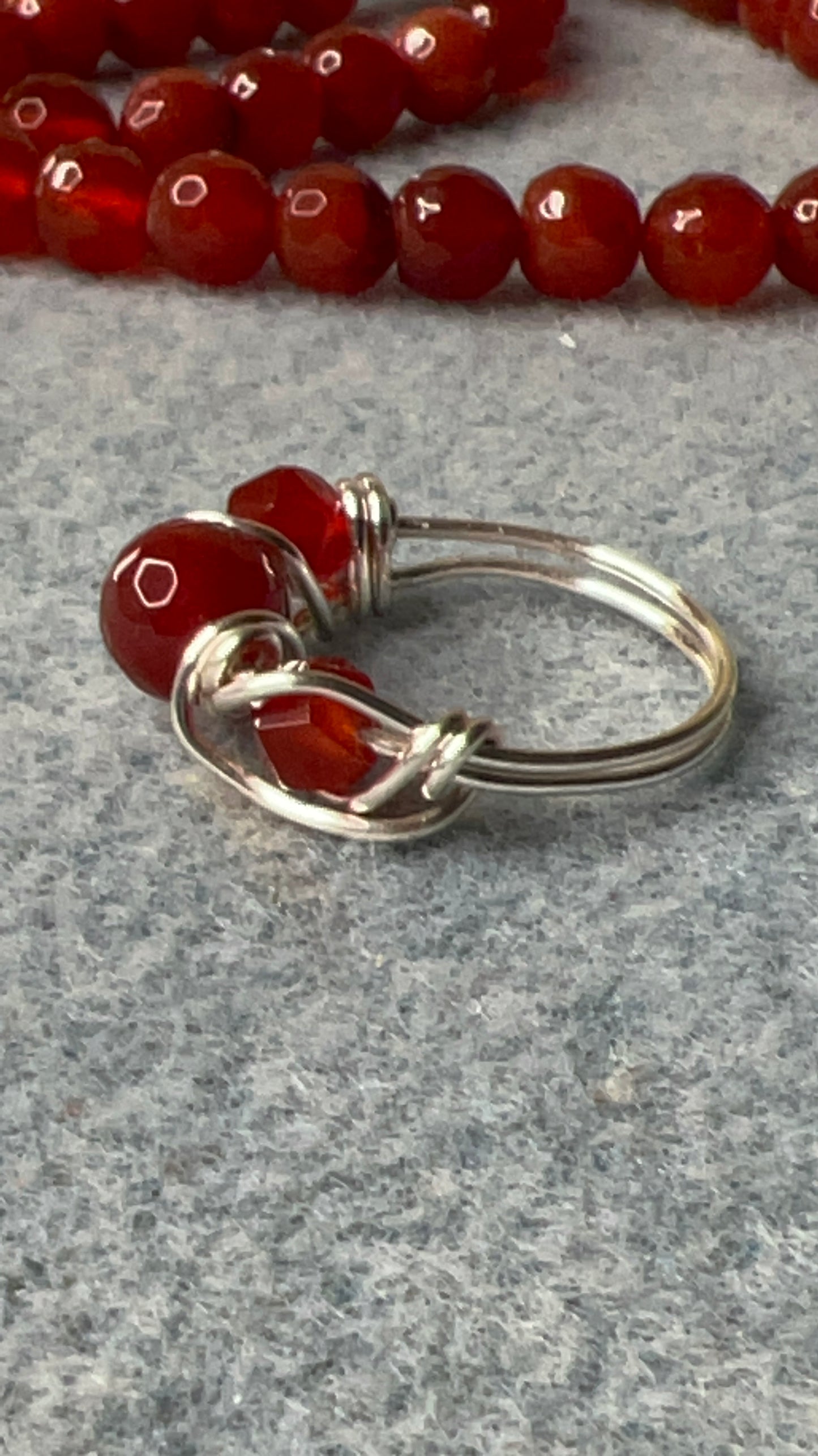 Wrapped Carnelian and Silver Ring - Size 8