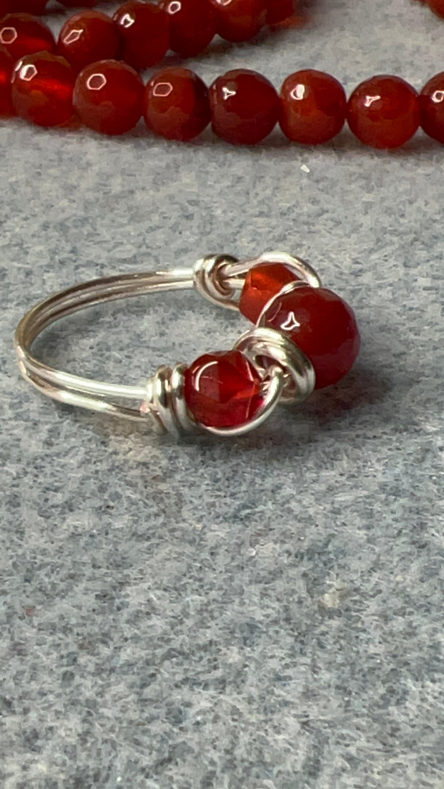 Wrapped Carnelian and Silver Ring - Size 8