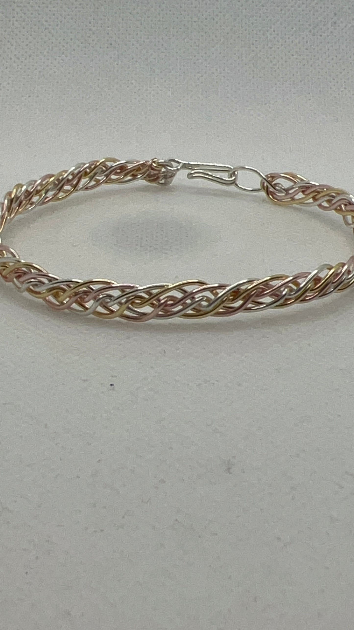 Rose Gold, Gold and Silver Braided Bangle