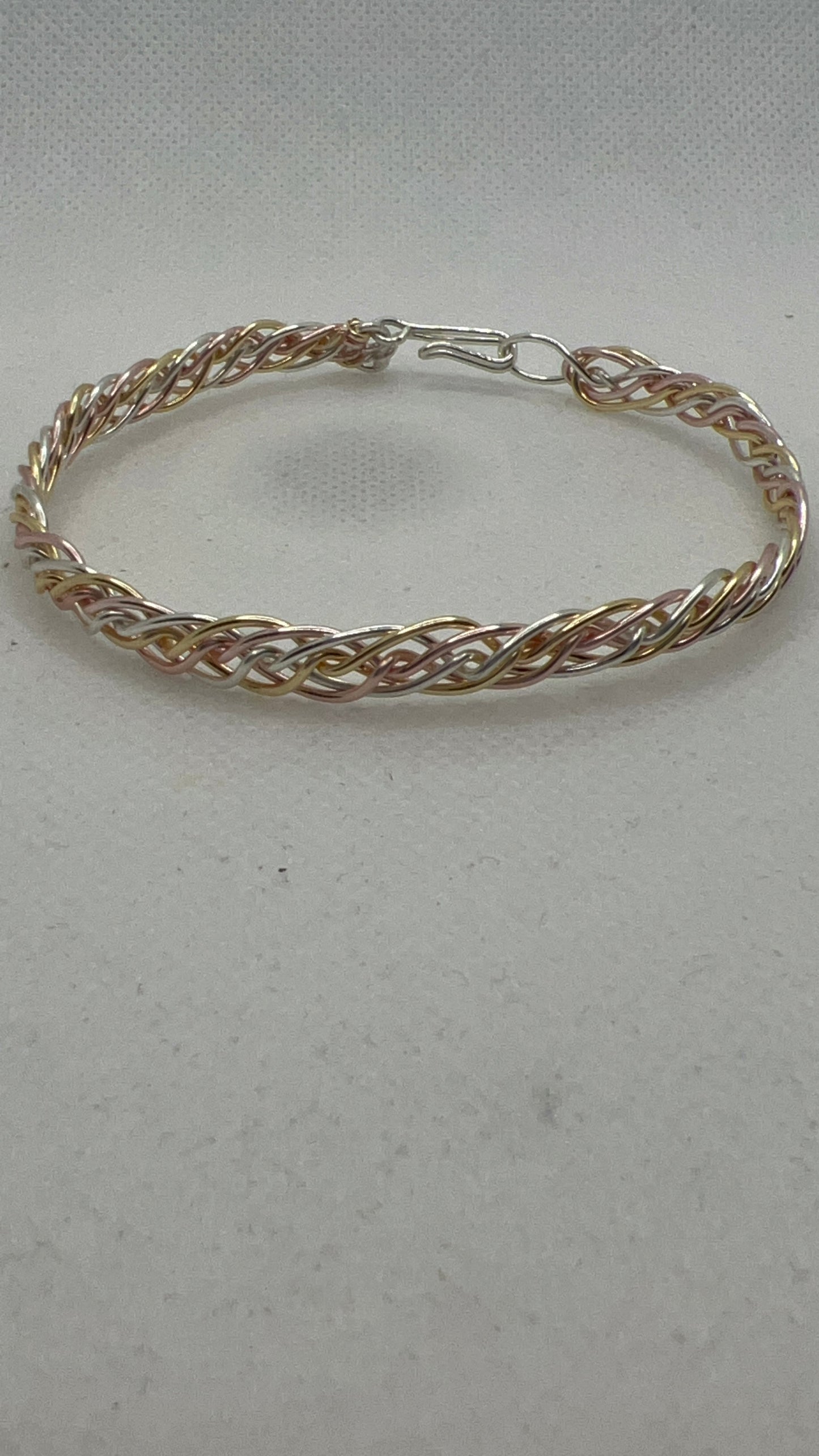 Rose Gold, Gold and Silver Braided Bangle