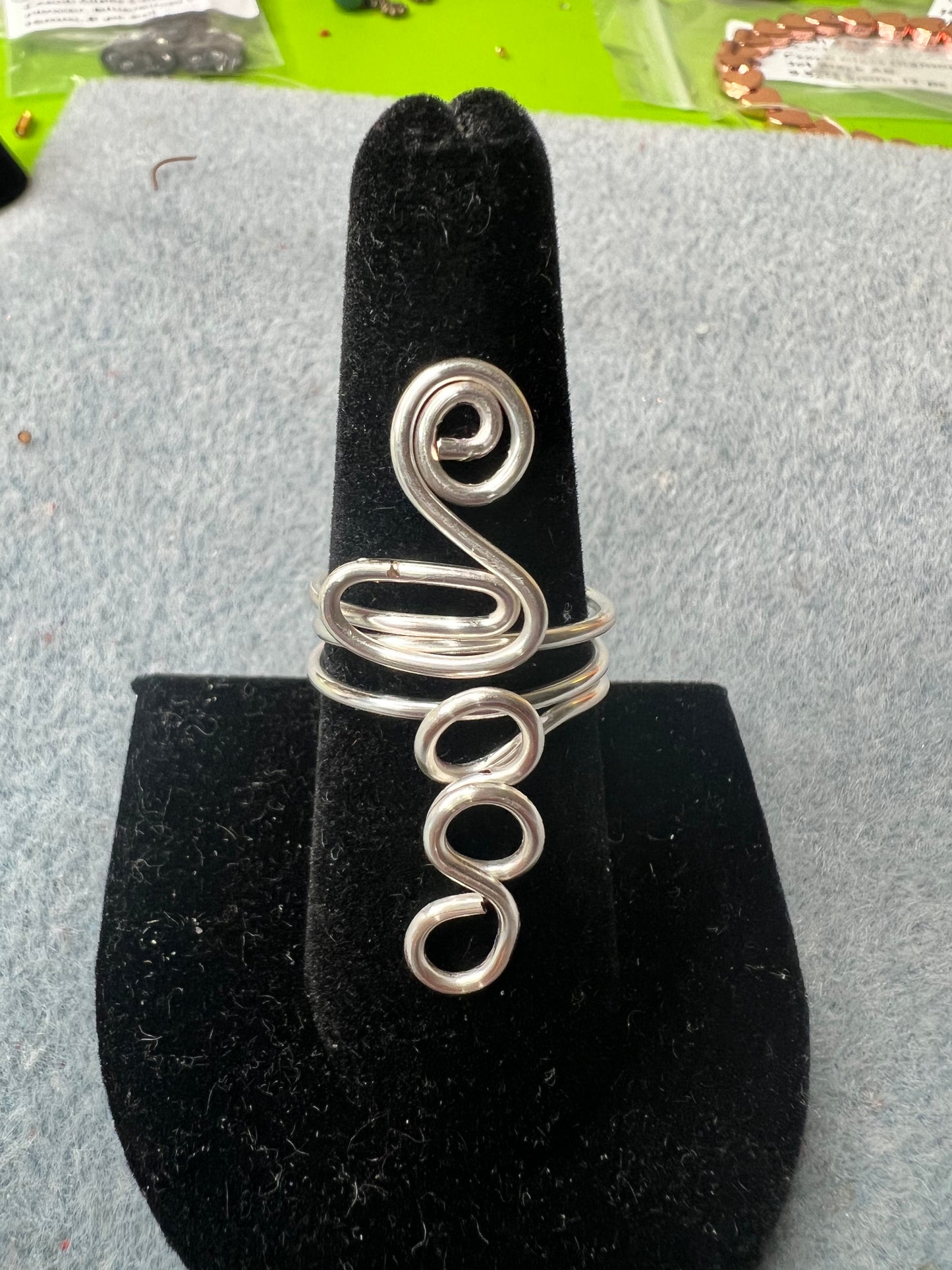 Triple Swirl Three Layer Sculptured  silver Ring