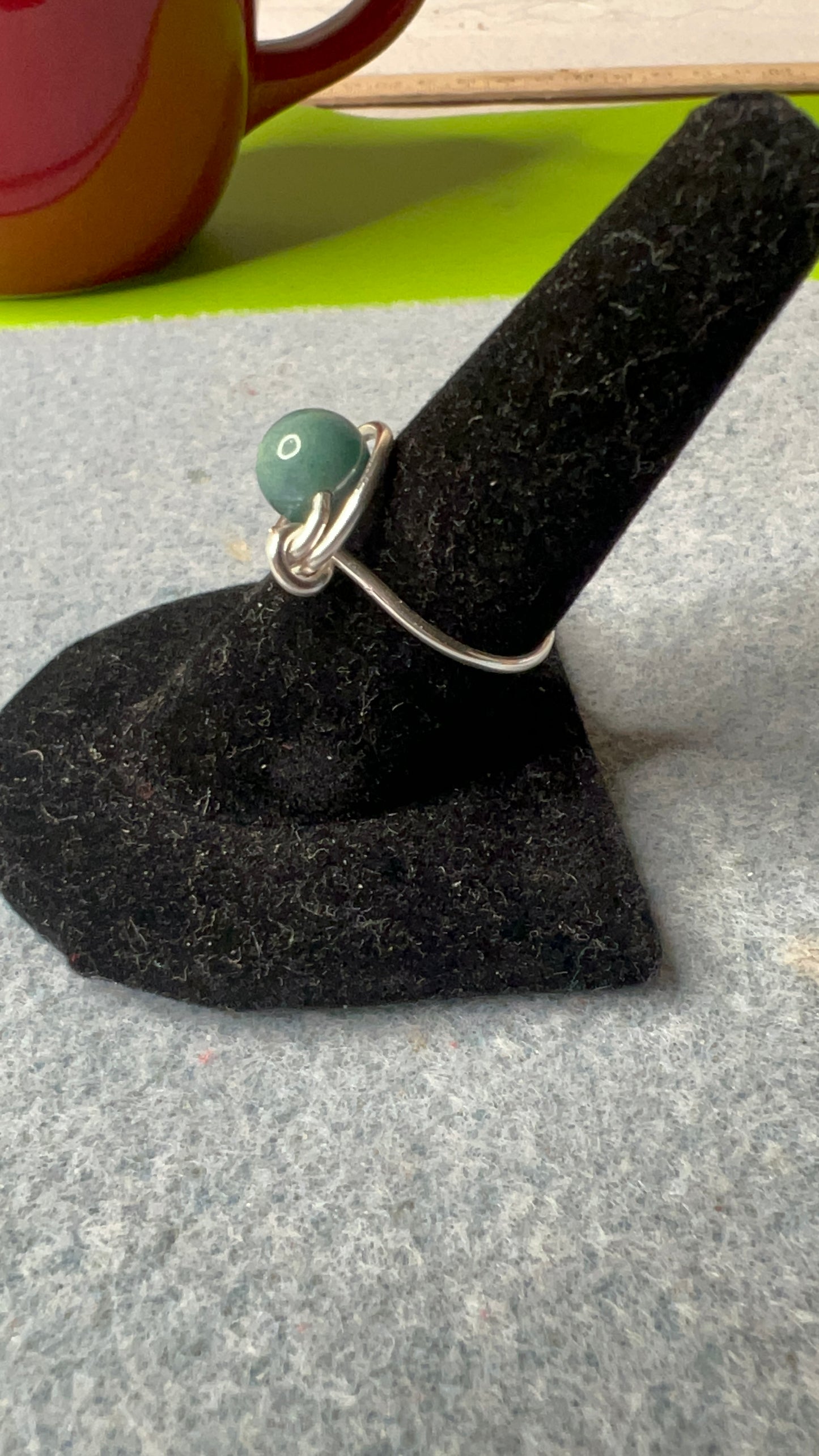 Wrapped Green Jasper and Silver Ring