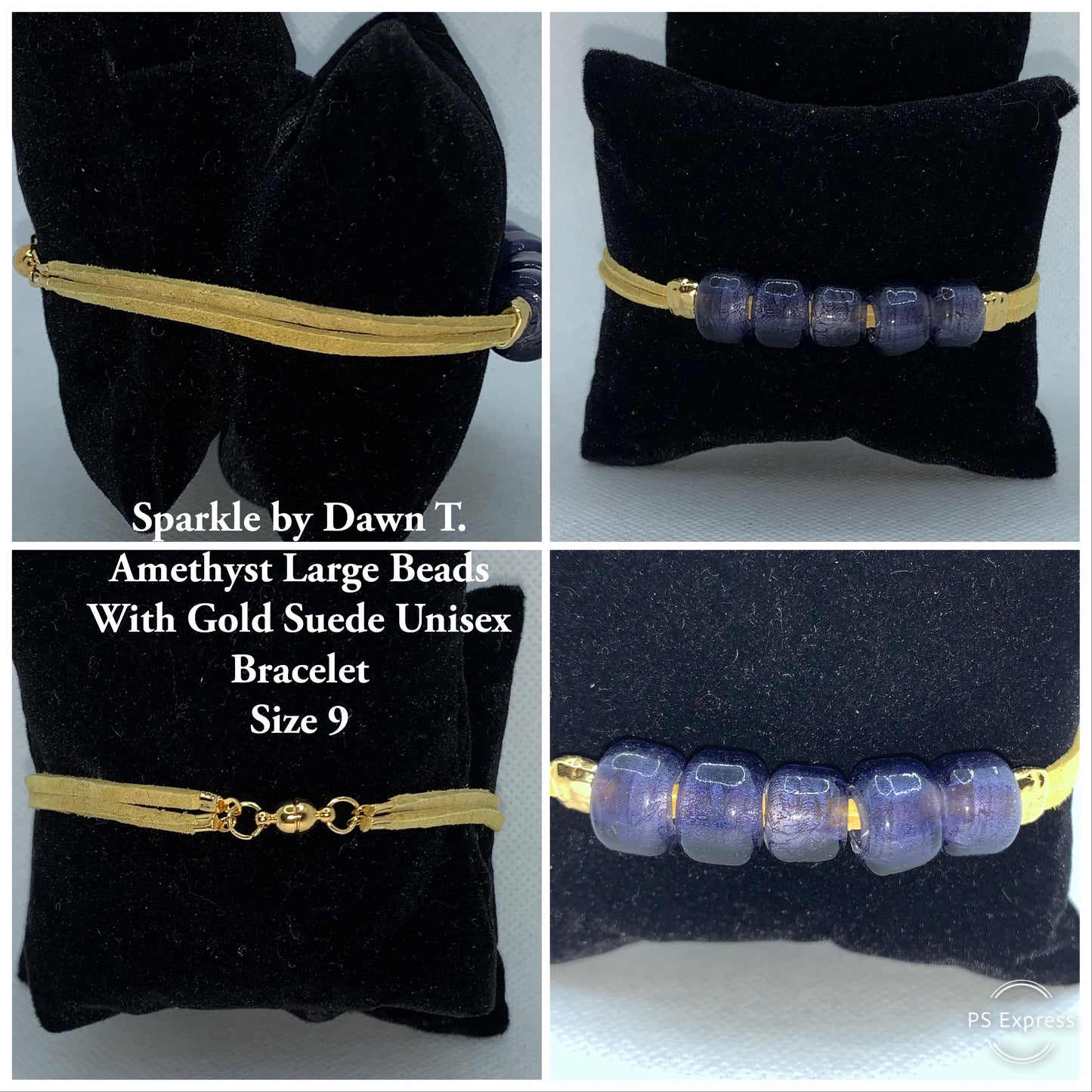 Purple and Gold Suede with magnetic clasp bracelet