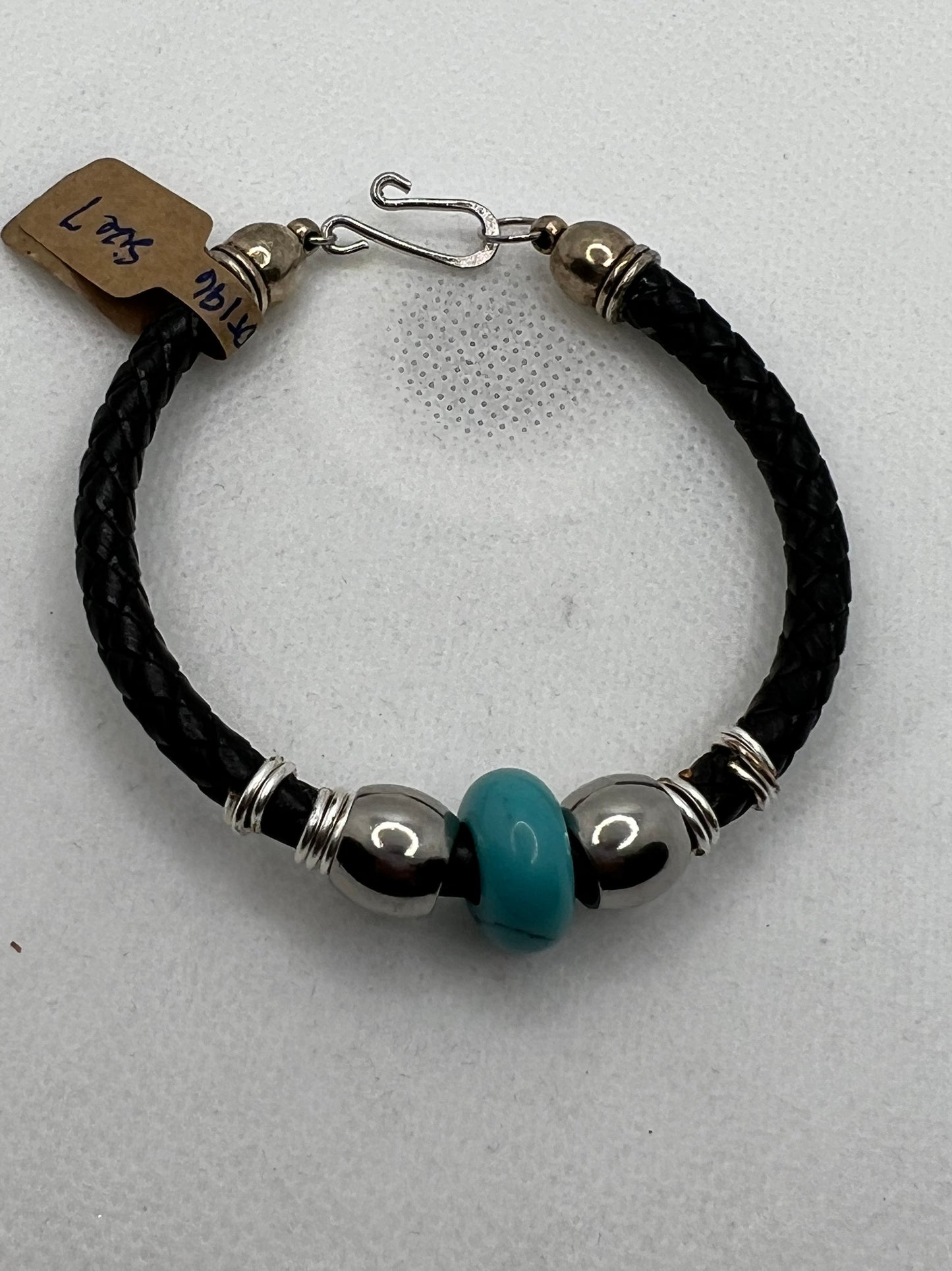 Sky Blue Gems 1 Leather bracelet