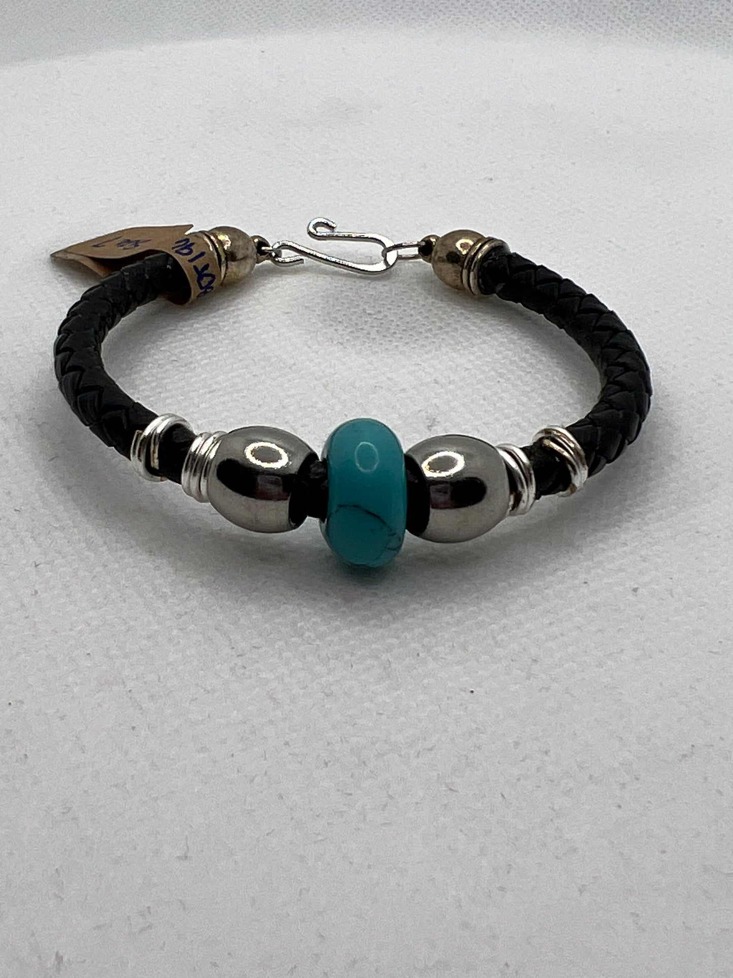 Sky Blue Gems 1 Leather bracelet