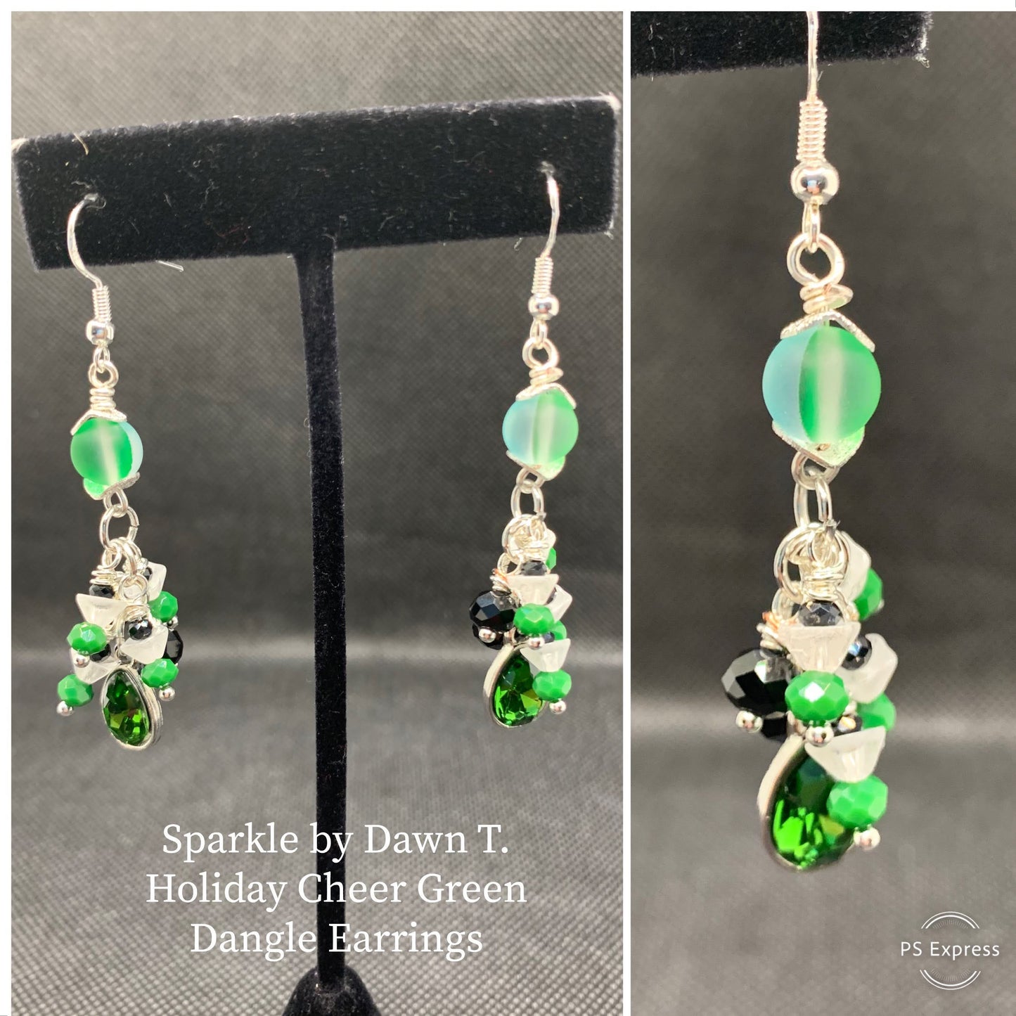 Holiday Cheer Green Dangle Earrings