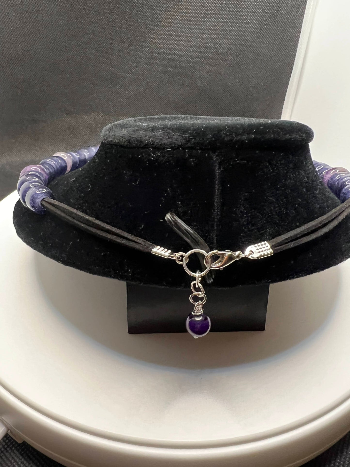 Love and Amethyst beaded suede necklace