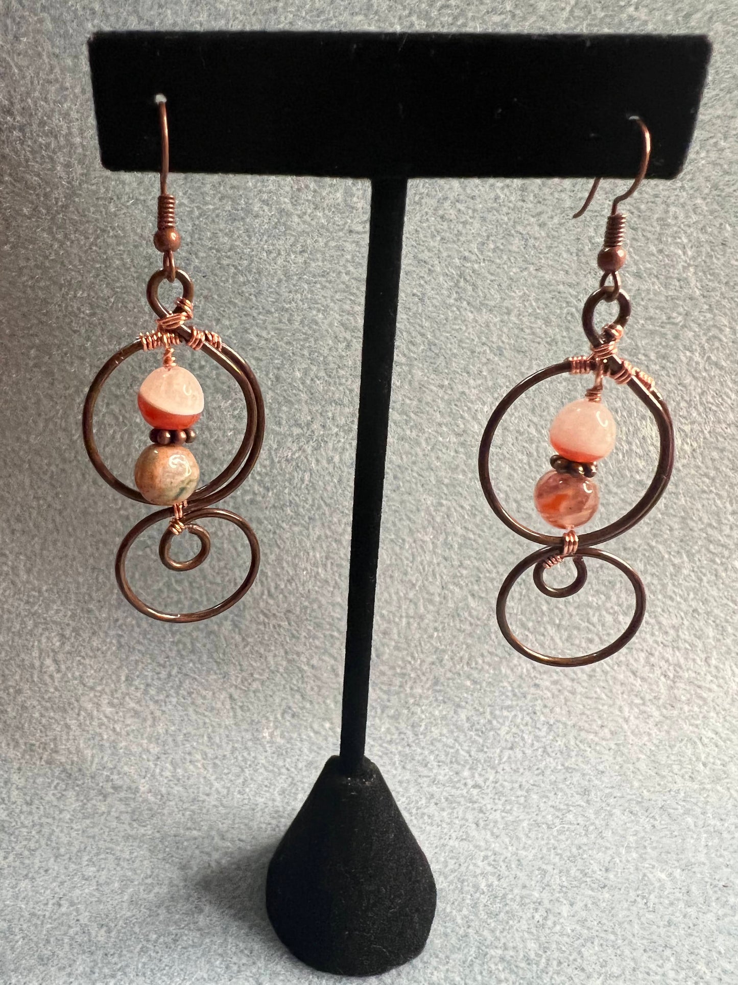 Red Agate and brass bracelet and earrings