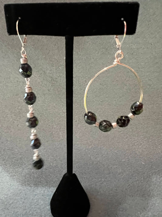 Black with Speckled Gray Mis-Matched Earrings