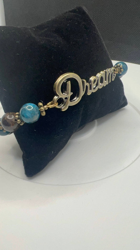 Blue Apatite and Bronzite DREAM Pendant Bracelet