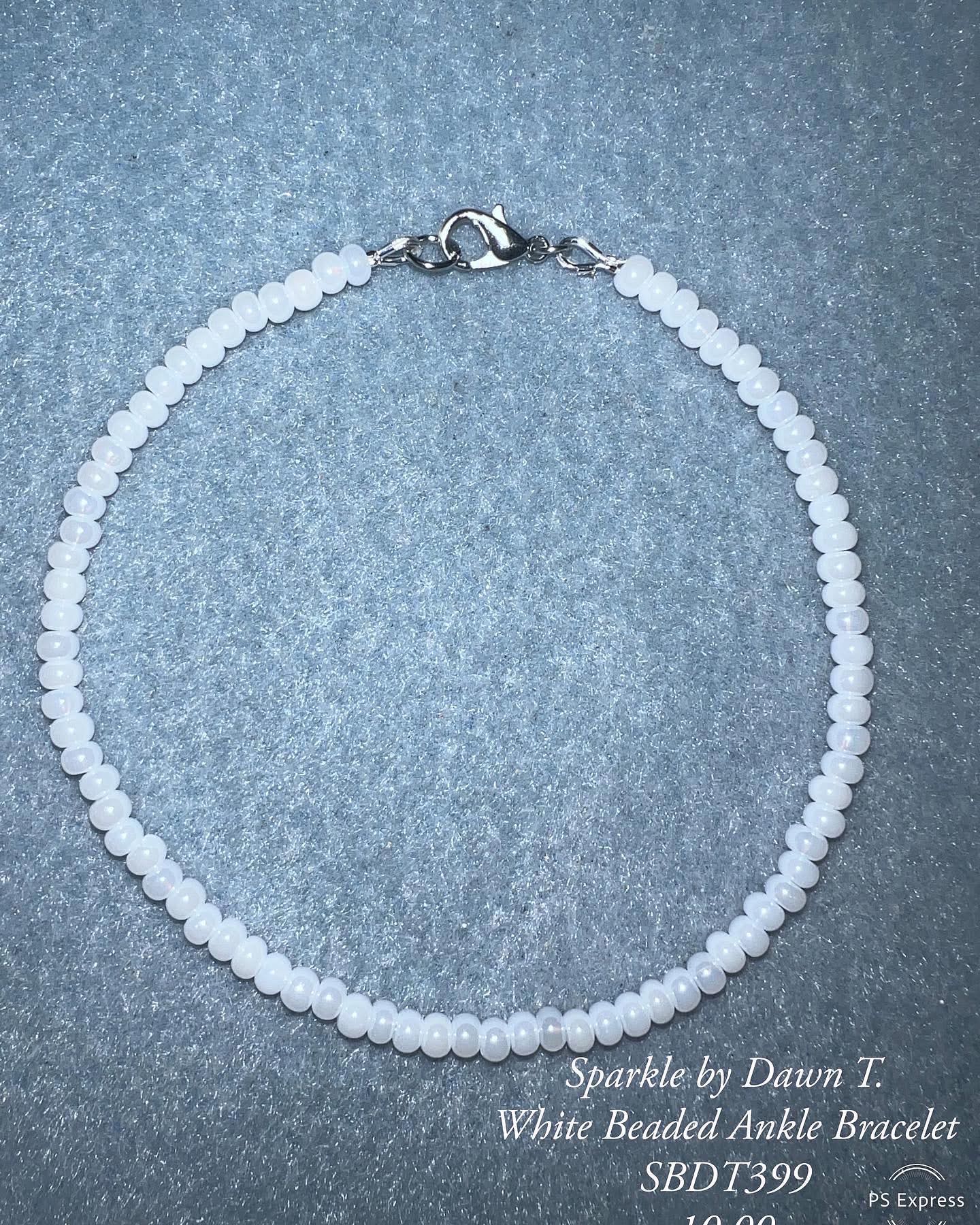 White beaded Ankle Bracelet