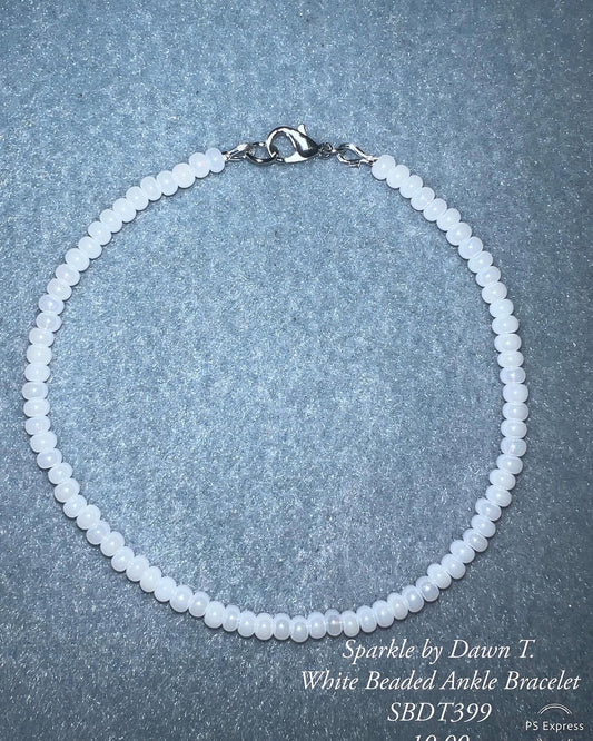 White beaded Ankle Bracelet