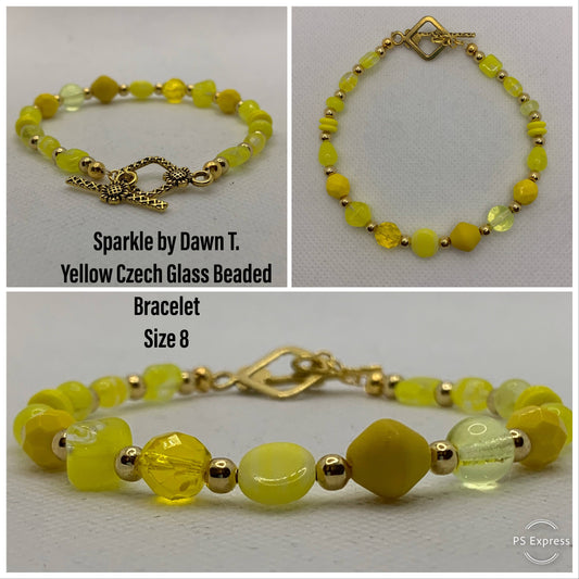 Yellow Multi-shaped bracelet with golden clasp