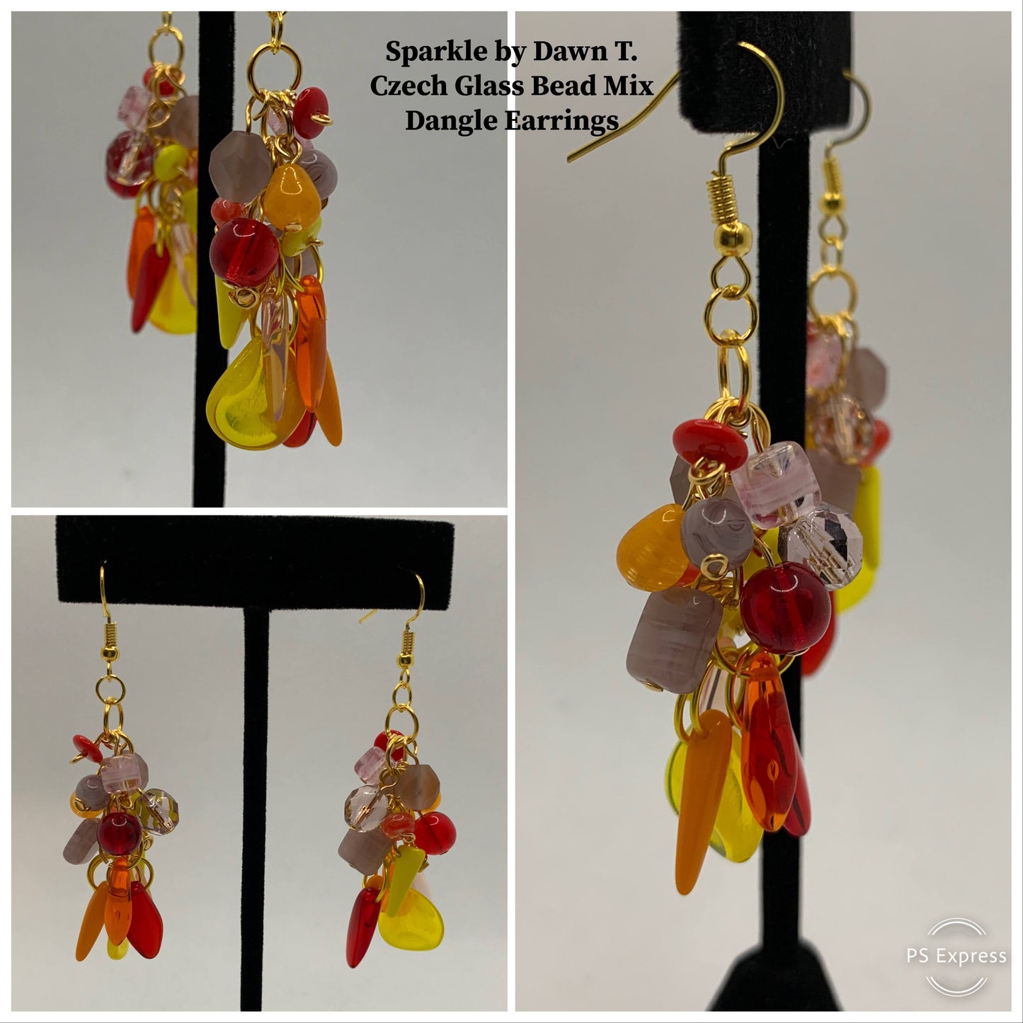 Claspless Multicolored spring_summer lariot necklace 16in with matching earrings and bracelet