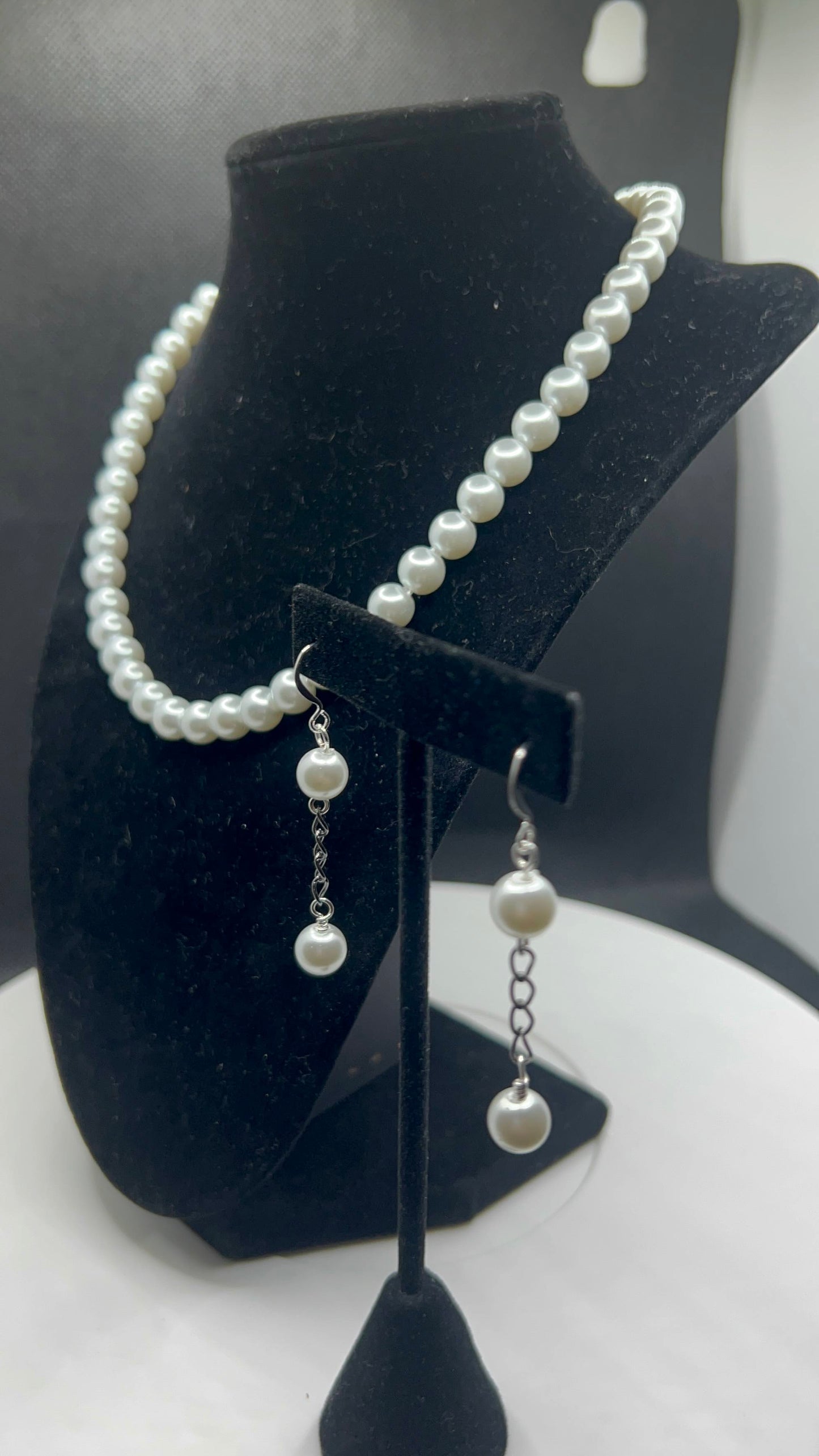 Celestial Pearl White Necklace and Earrings