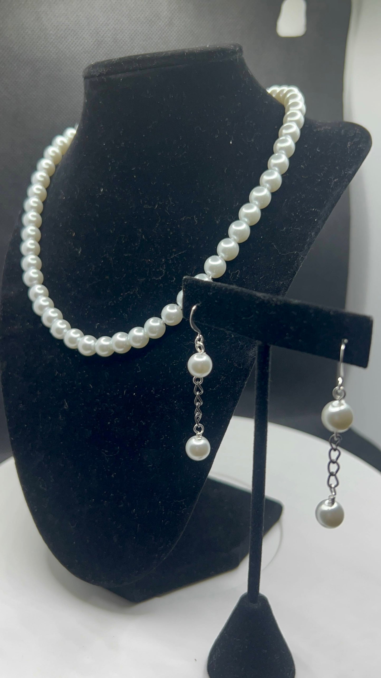 Celestial Pearl White Necklace and Earrings