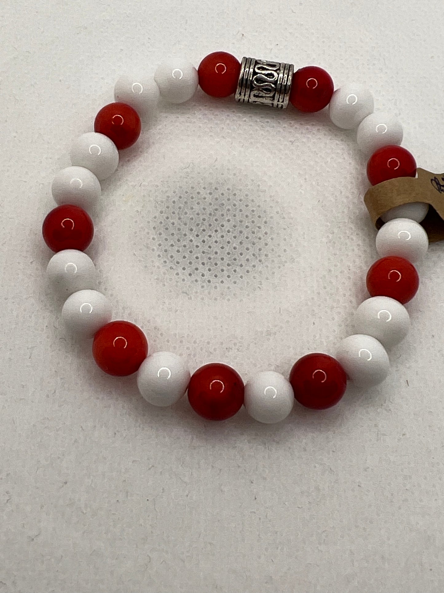 Red and white stretch bracelet