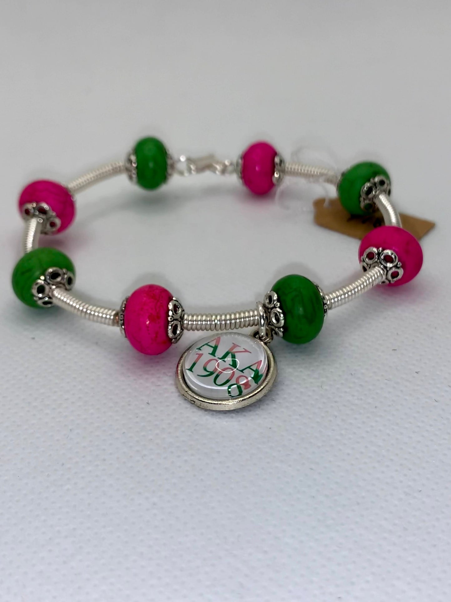 Bright Pink and Green AKA Pendant Bracelet