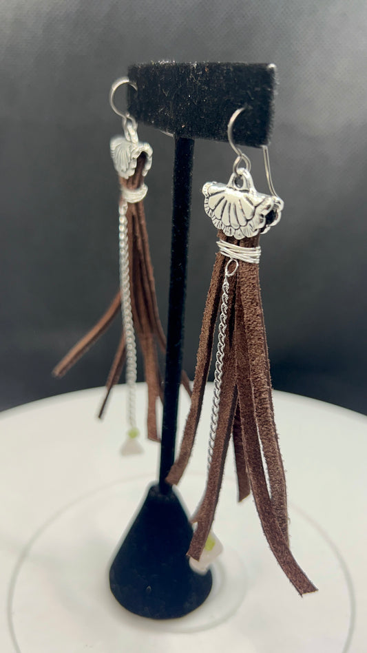 Concho Fringe Earrings with Tierracast and Peridot & Pink Quartz