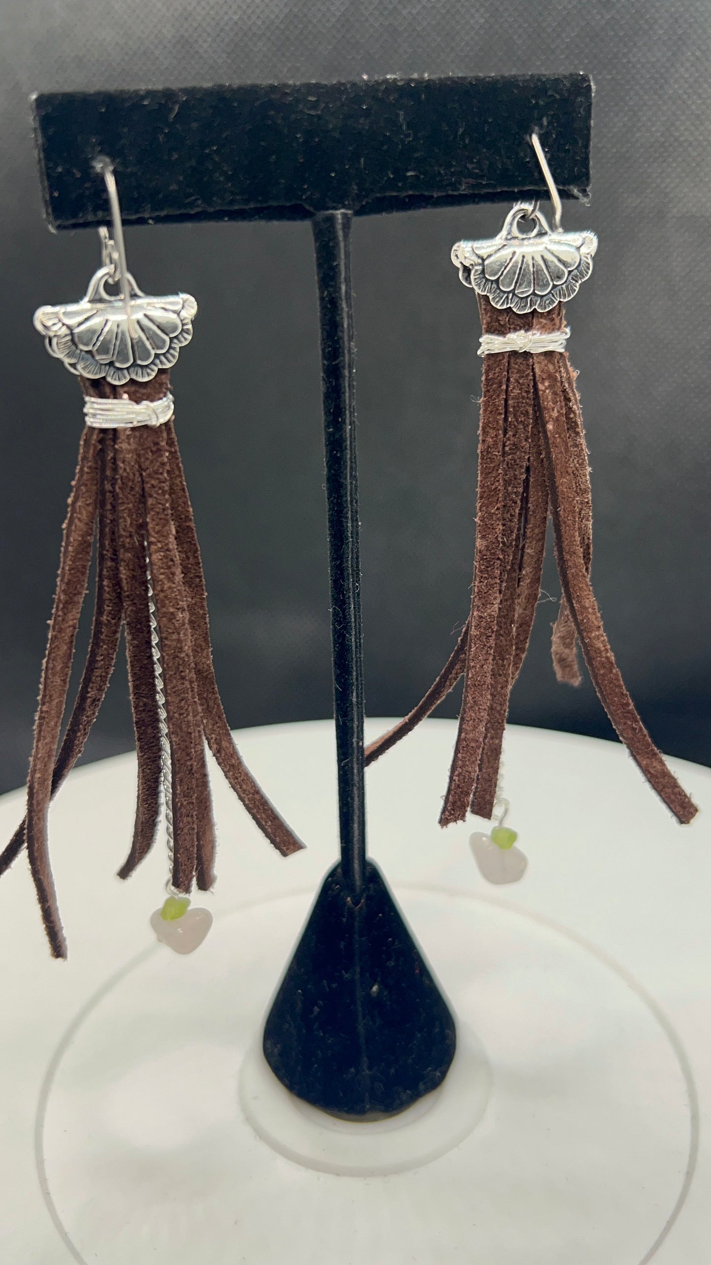 Concho Fringe Earrings with Tierracast and Peridot & Pink Quartz