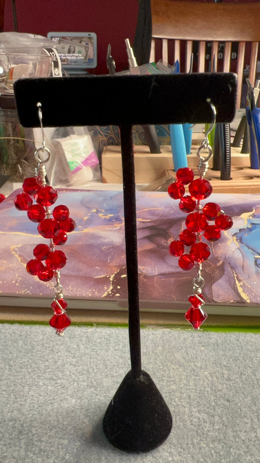 Red Crystal Swirl Earrings with Swarovski Crystal Base