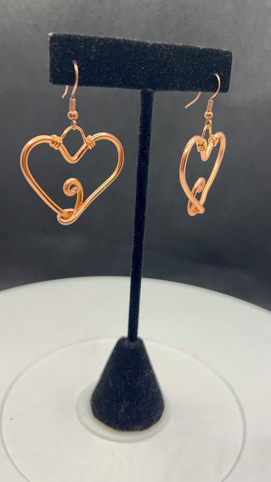 Copper Heart Earrings