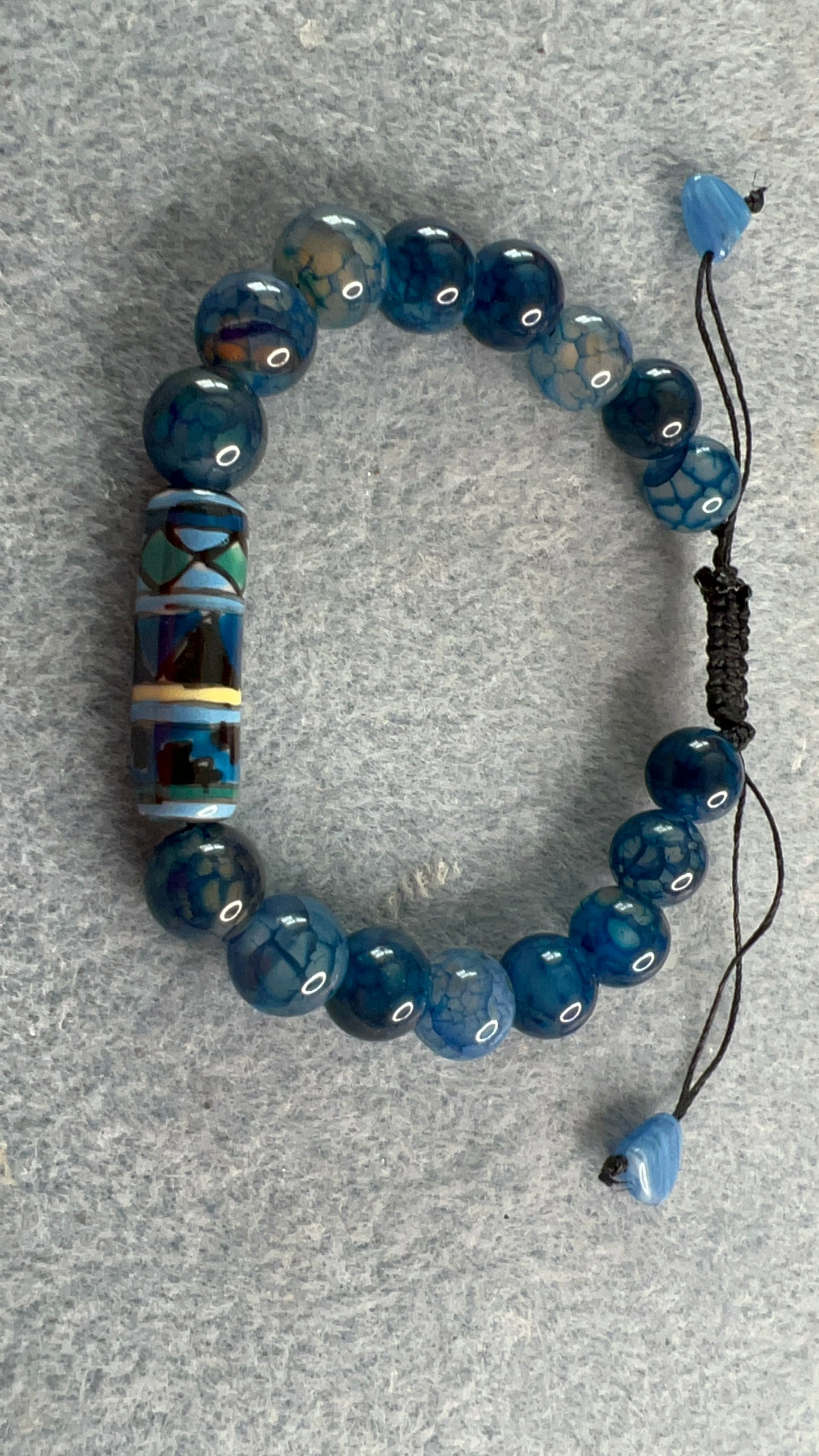 Blue Crackle Agate with Focal Adjustable Bracelet