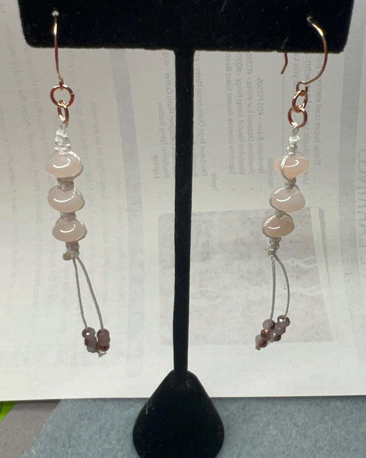 Icy Pink with Pink/Jade Copper macrame Earrings