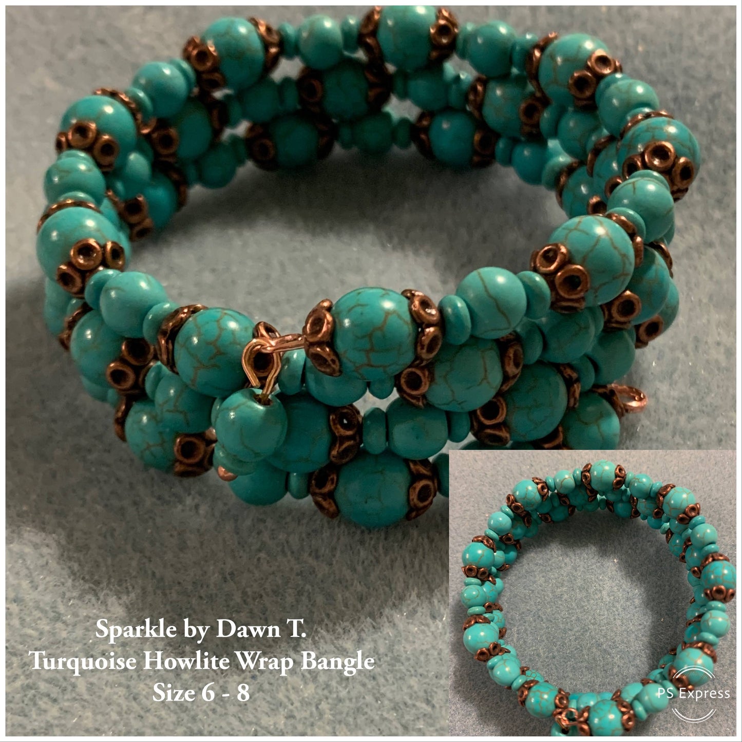 Turquoise Howlite Wrap Bangle with Copper