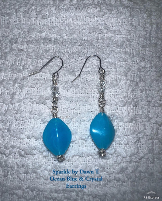 Light Blue and Clear Crystal Earrings