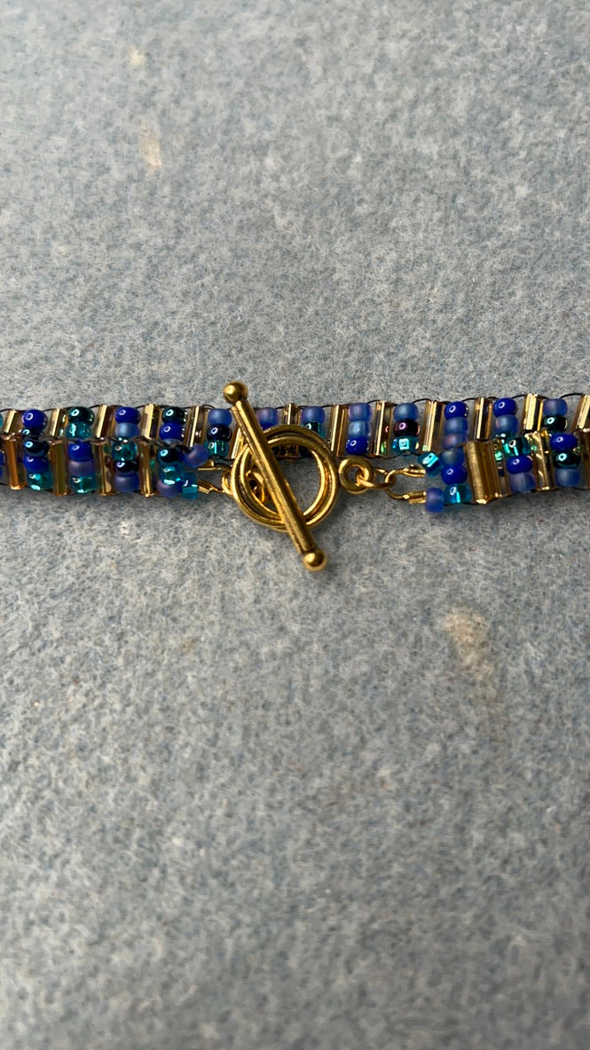 Blue and Gold Ladder Bracelet