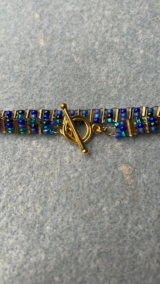 Blue and Gold Ladder Bracelet