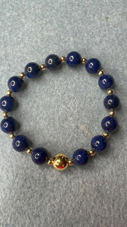 Lapis and Gold Stretch Bracelet