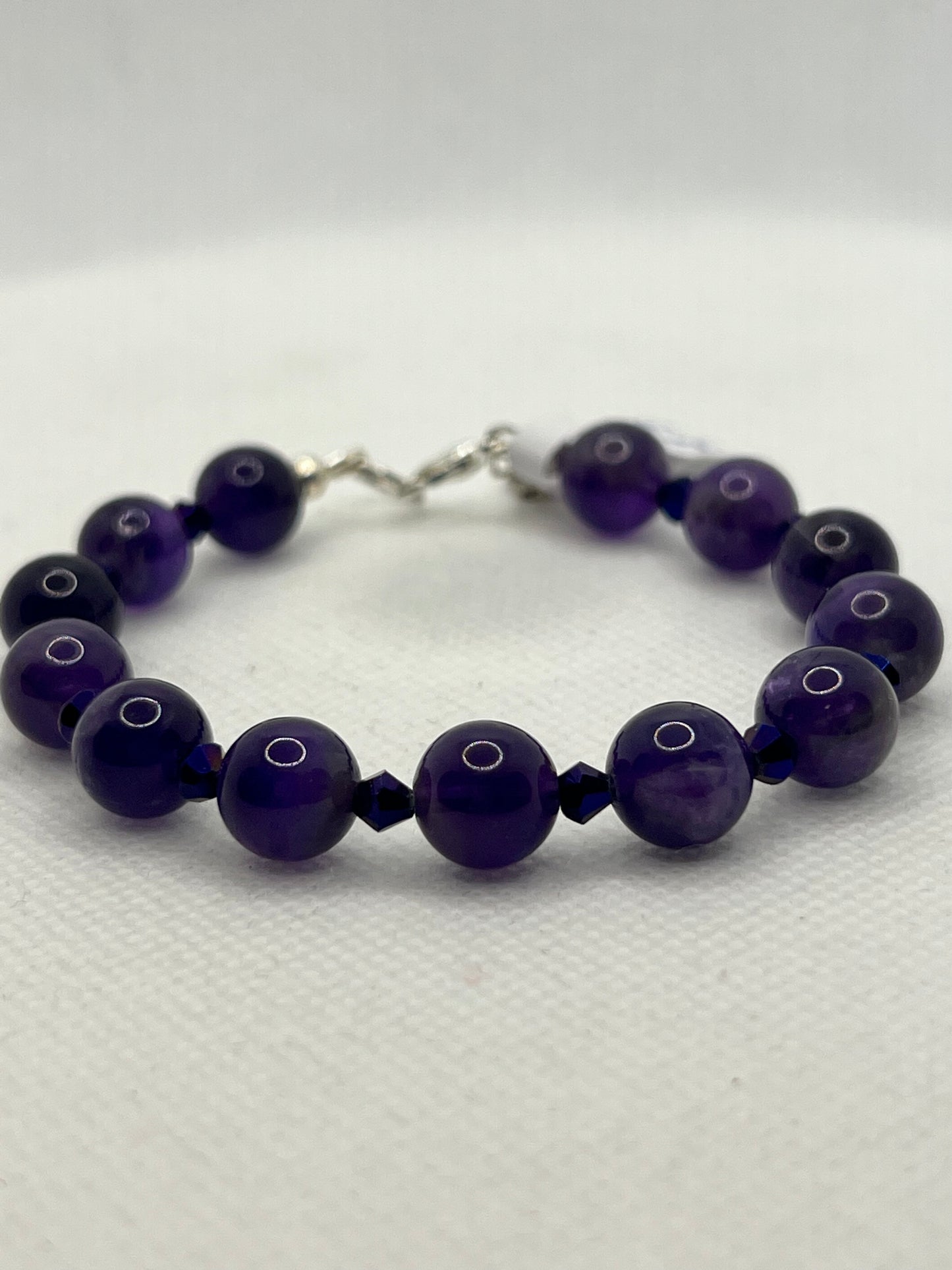 Amethyst and Crystal and Silver Clasp Bracelet