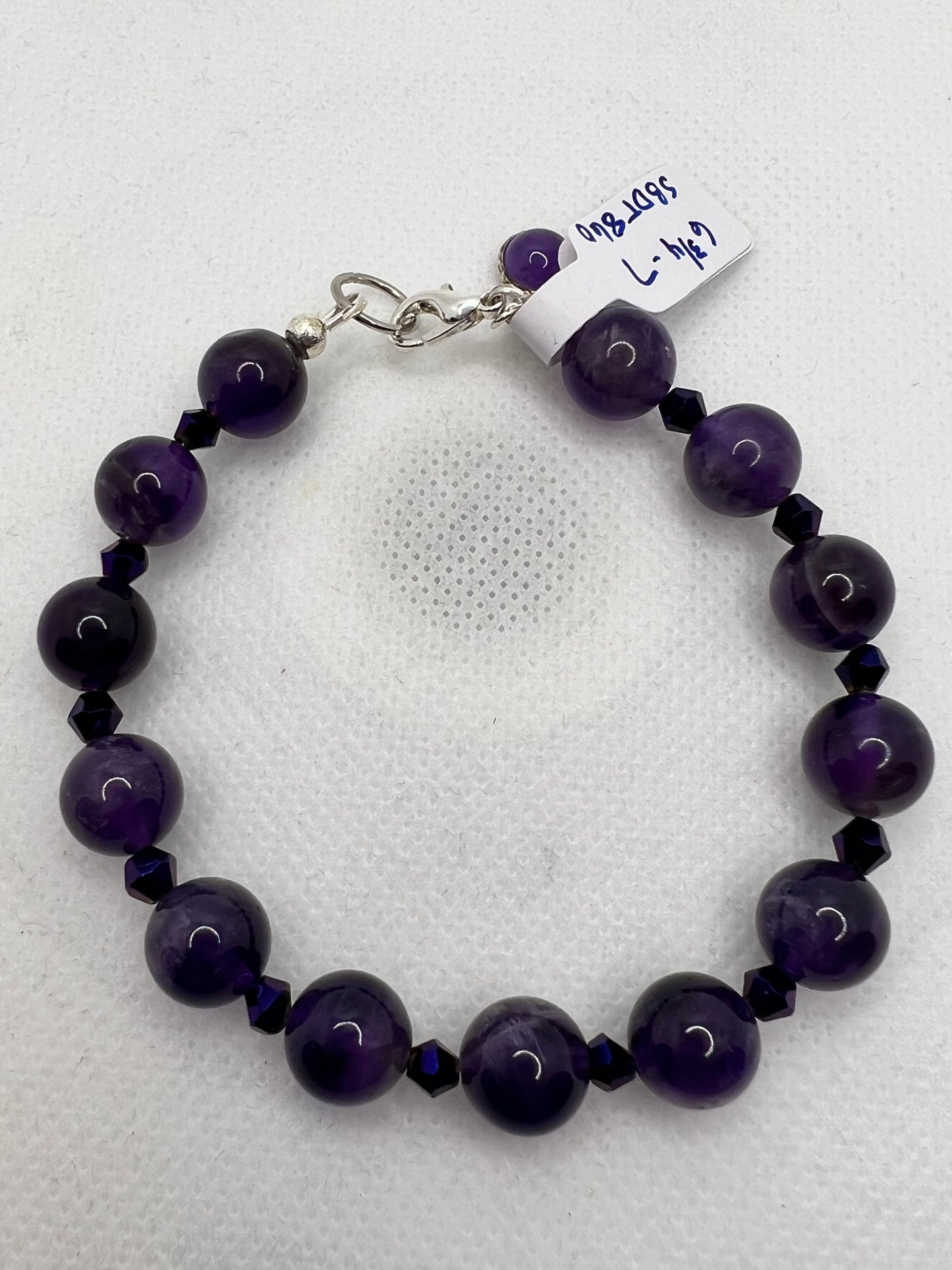 Amethyst and Crystal and Silver Clasp Bracelet