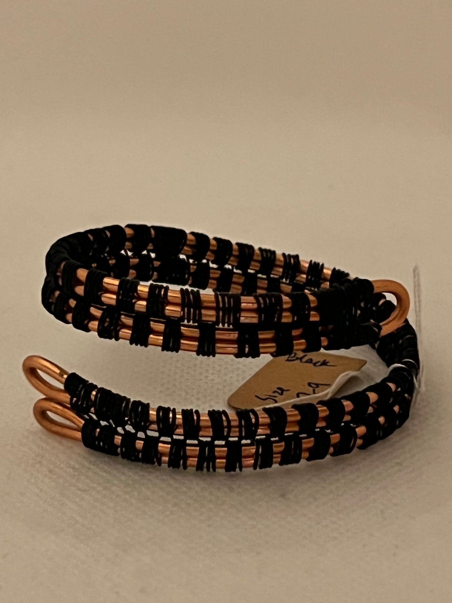 Black Weave Wrap Copper Unisex Bangle