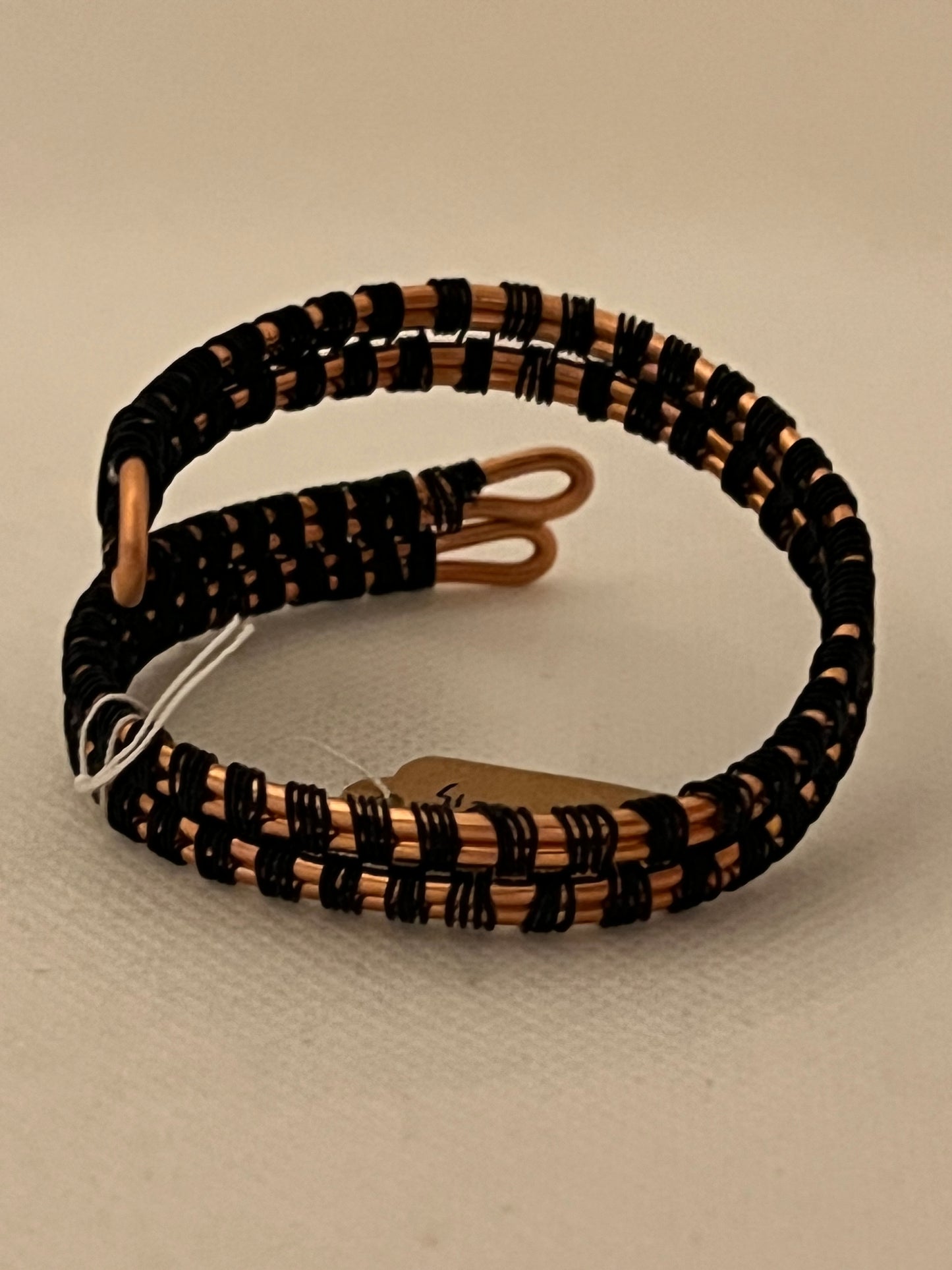 Black Weave Wrap Copper Unisex Bangle