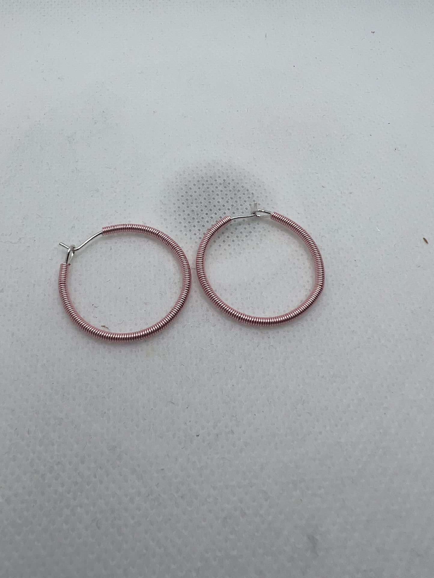 Small Pink Hoops with silver Size 1 inch