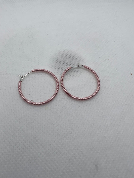 Small Pink Hoops with silver Size 1 inch