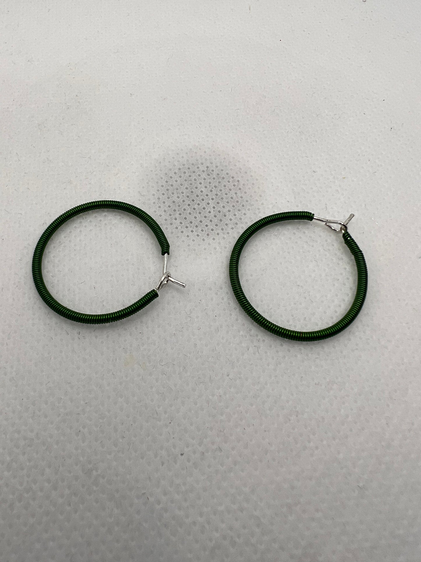 Small Green Hoops with silver Size 1 inch