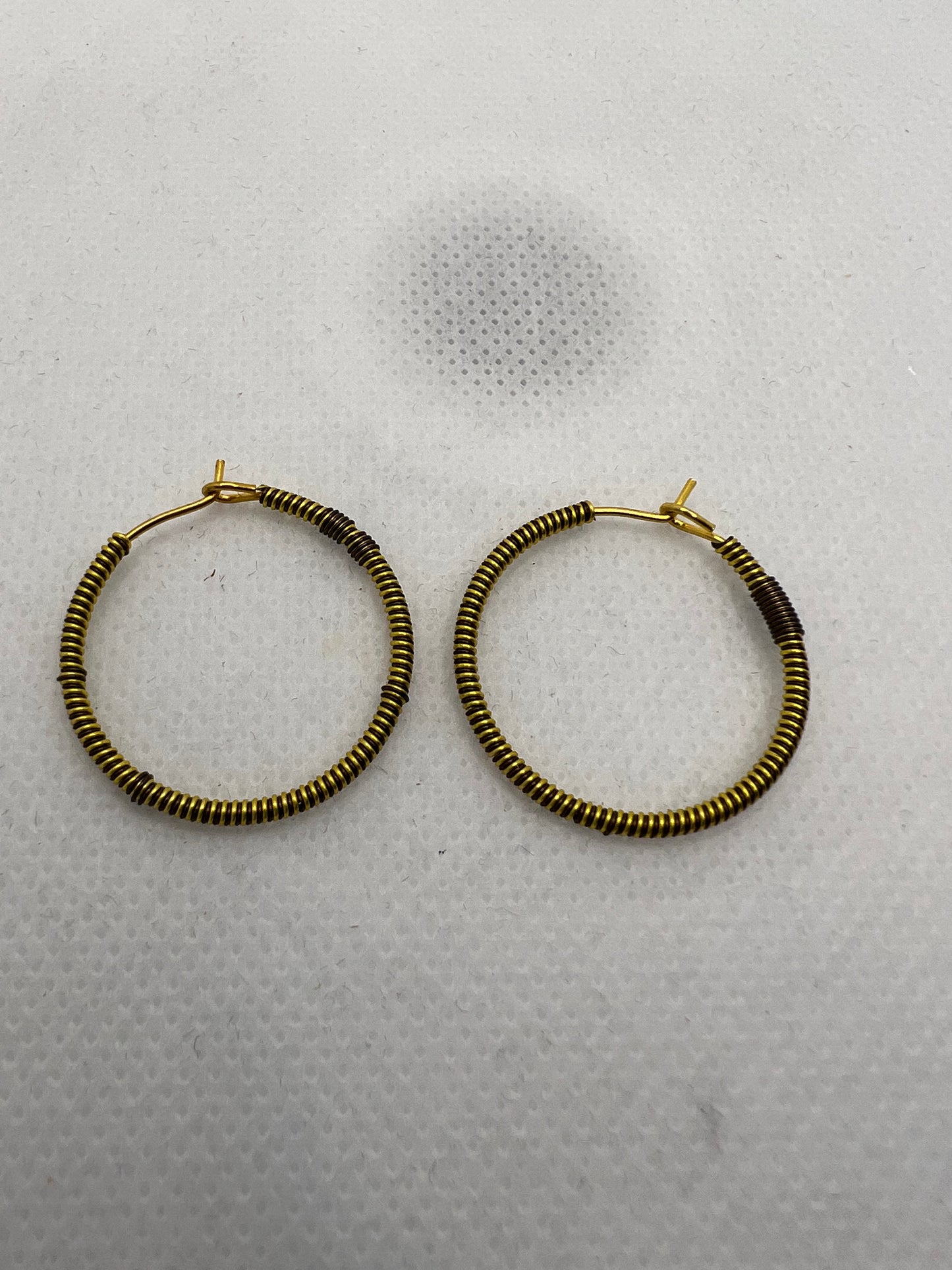 Small Brown and Gold Hoops with silver Size 1 inch