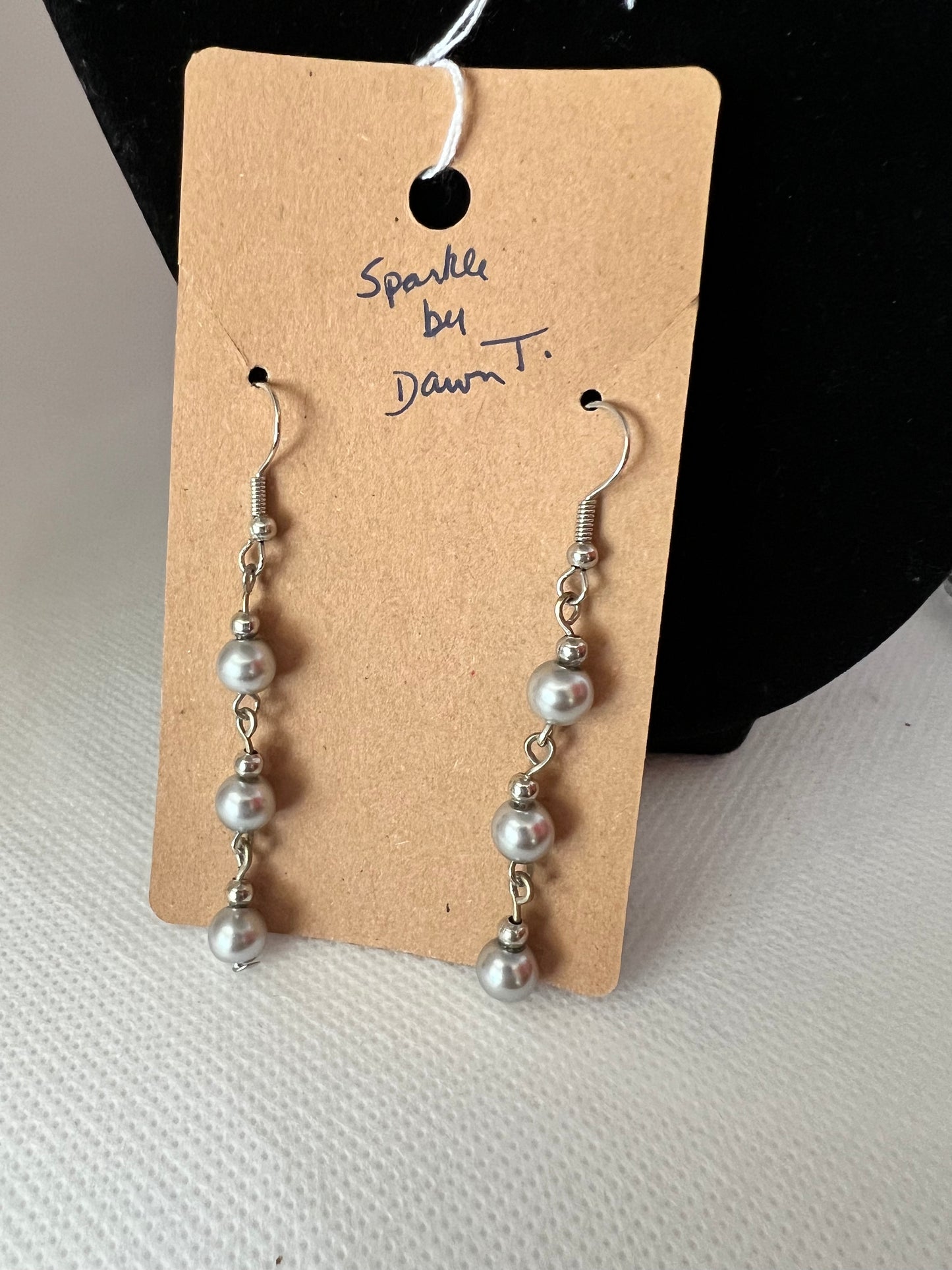 Silver Pearl Floating Choker, Bracelet  and Earrings