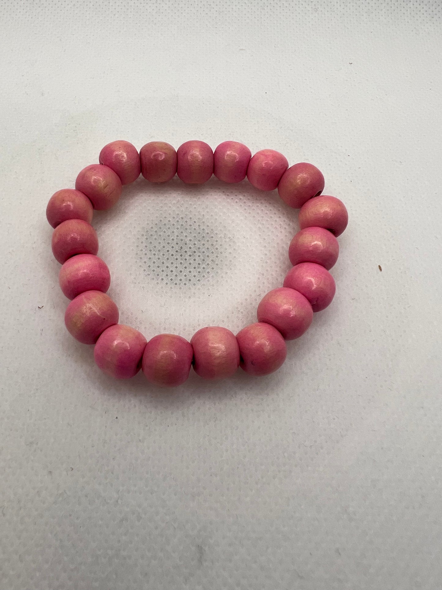 Light Pink Wood Stretch Bracelet - Size 6 1/2