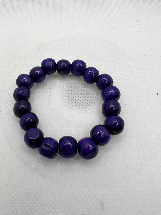 Purple Wood Stretch Bracelet - Size 6