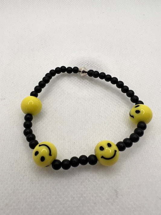 Yellow Smiley Face Stretch Bracelet Size 6 1/2