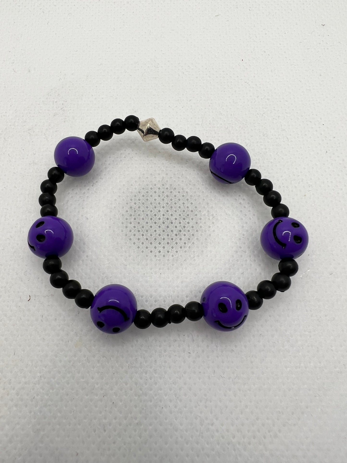 Purple Smiley Face Stretch Bracelet Size 6