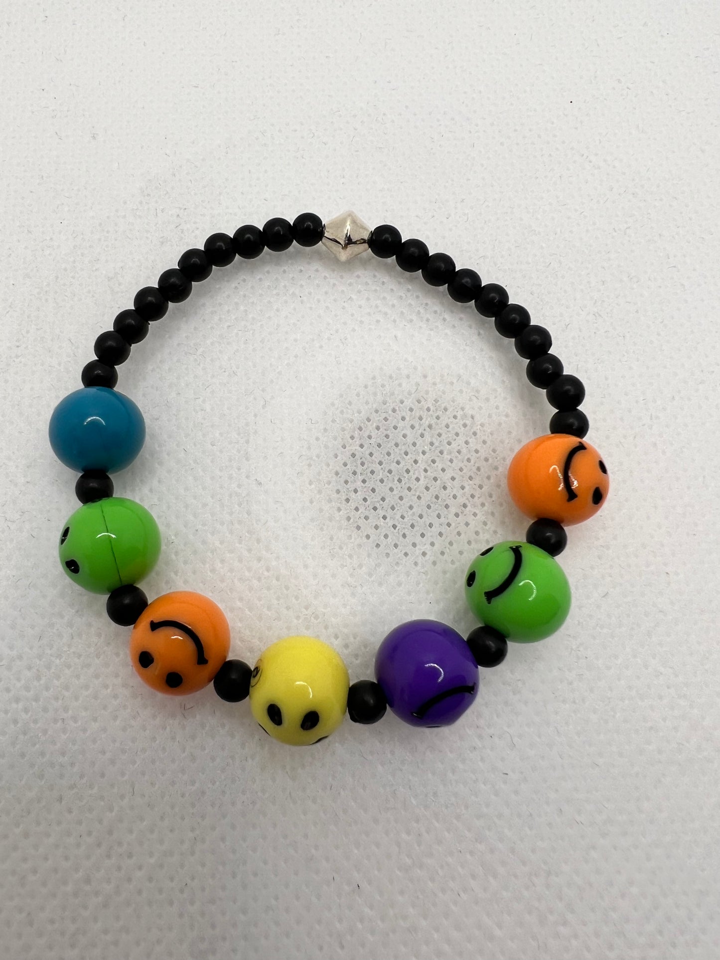 Multicolor Smiley Face Stretch Bracelet Size 6