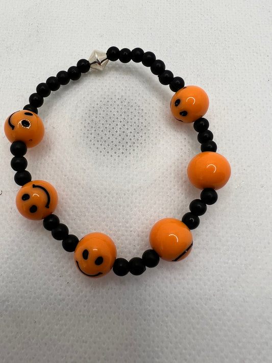 Orange Smiley Face Stretch Bracelet Size 6