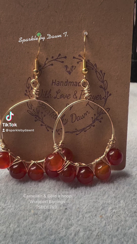 Carnelian and gold Hoop earrings